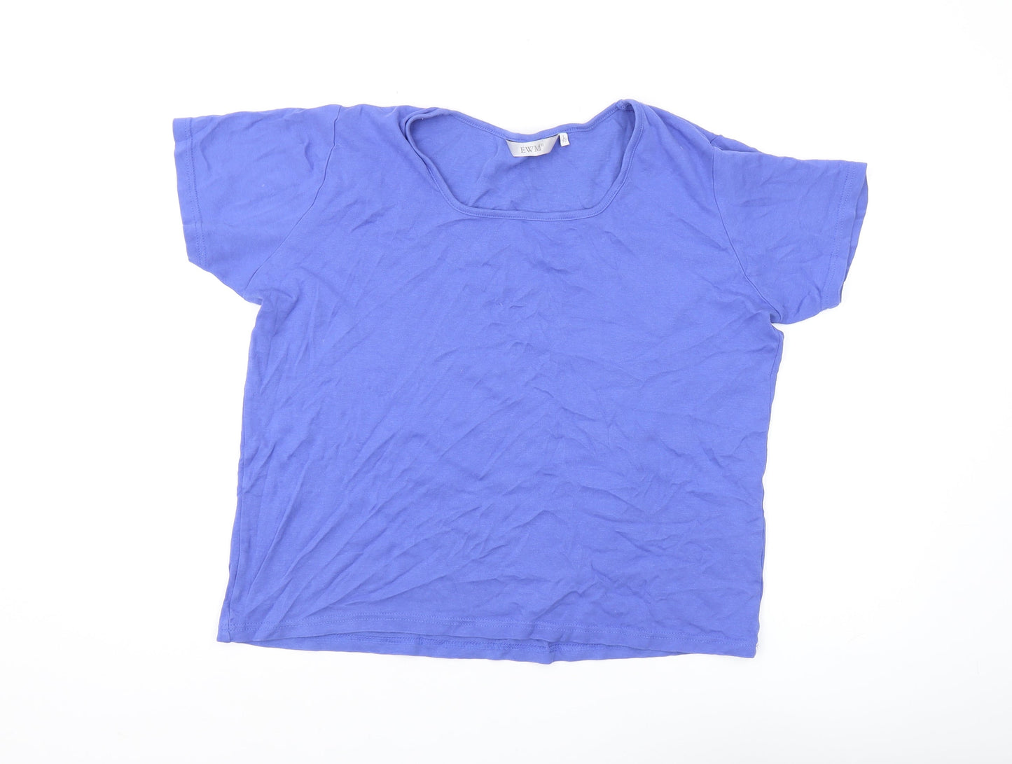 EWM Women's Blue Basic T-Shirt, L, Scoop Neck