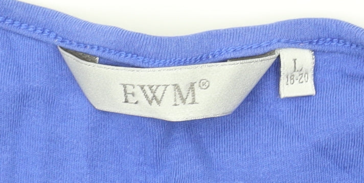 EWM Women's Blue Basic T-Shirt, L, Scoop Neck