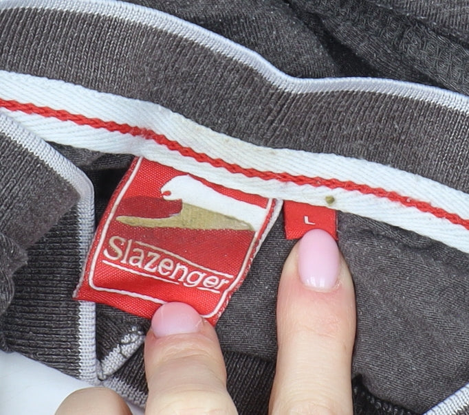 Slazenger Men's Grey V-Neck T-Shirt Size L