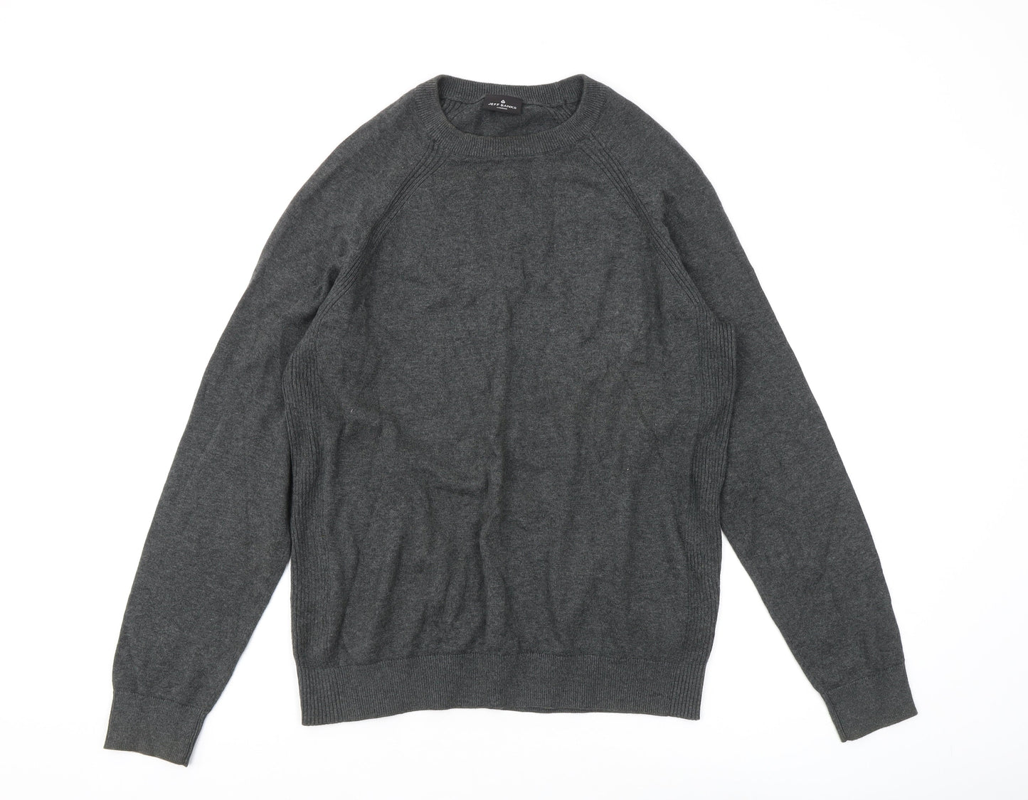 Jeff Banks Men’s Grey Cotton Pullover, M, Crew Neck