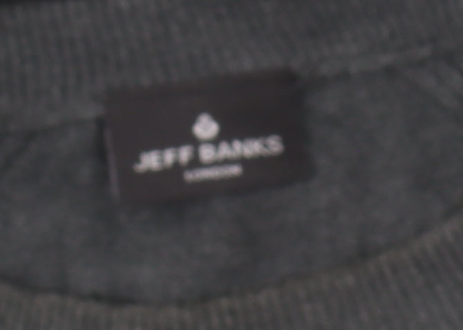 Jeff Banks Men’s Grey Cotton Pullover, M, Crew Neck