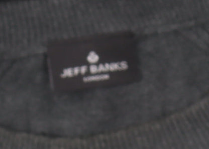 Jeff Banks Men’s Grey Cotton Pullover, M, Crew Neck
