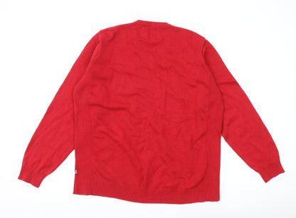 Morley Men's Red V-Neck Cotton Pullover - XL