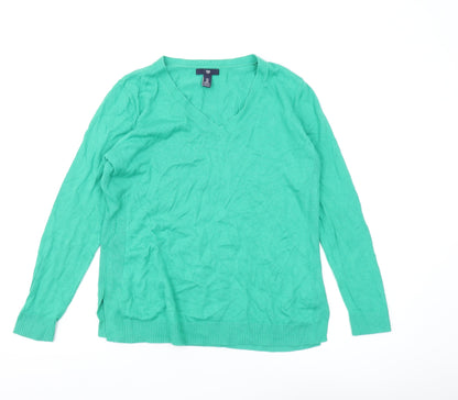 Gap Women's Green V-Neck Pullover Jumper M
