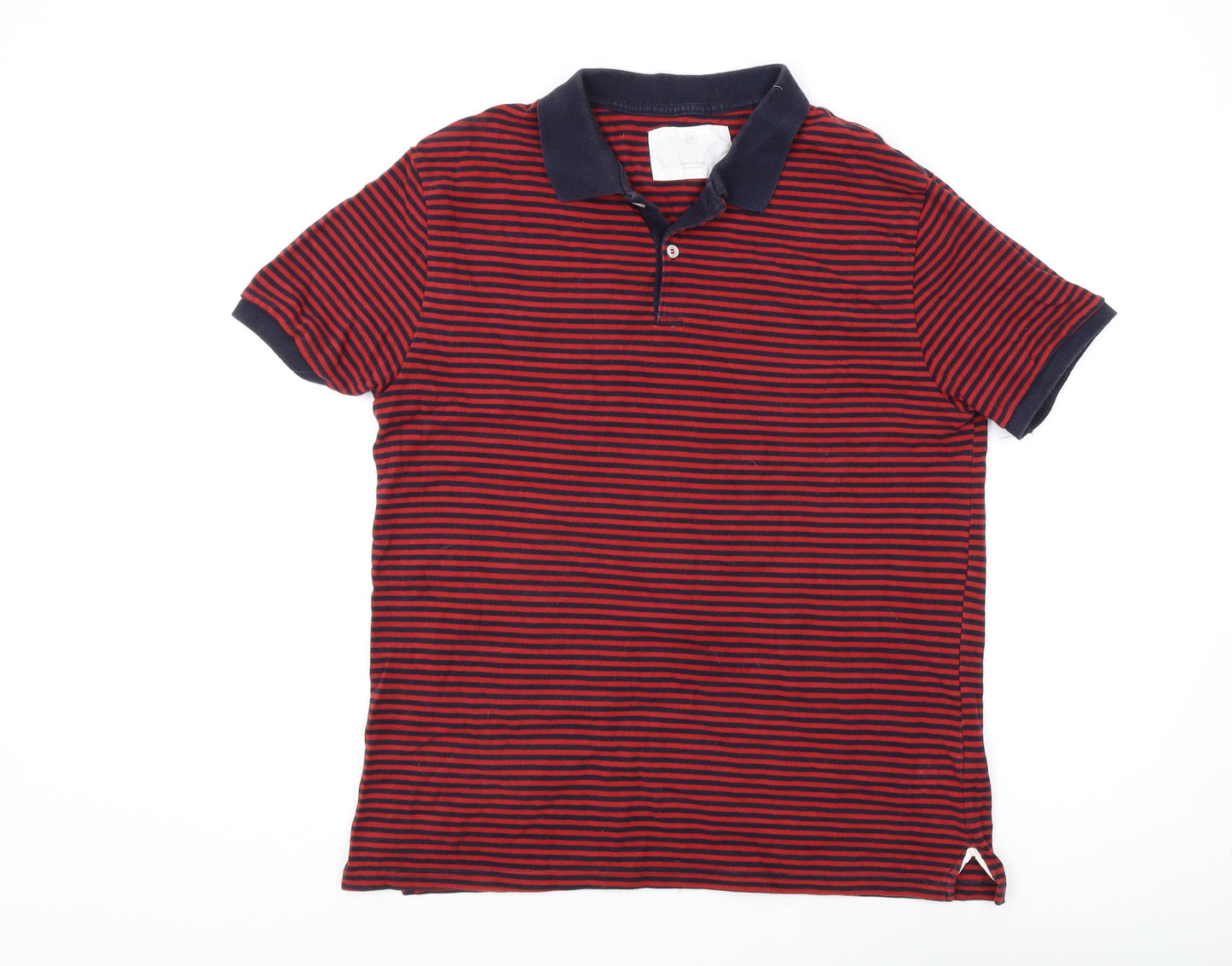 Gap Men's Red Striped Polo Shirt L Cotton