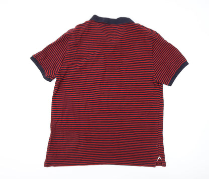 Gap Men's Red Striped Polo Shirt L Cotton