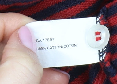 Gap Men's Red Striped Polo Shirt L Cotton