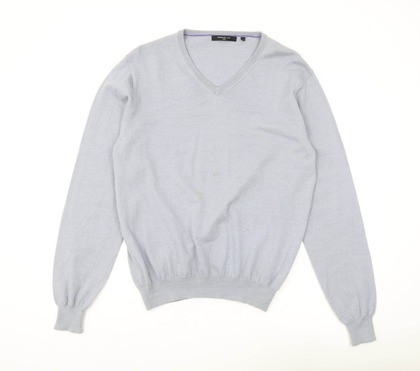 Marcus Law Men's Grey Wool V-Neck Pullover Jumper L