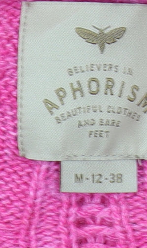 Aphorism Women's Pink Crew Neck Cable Knit Jumper M