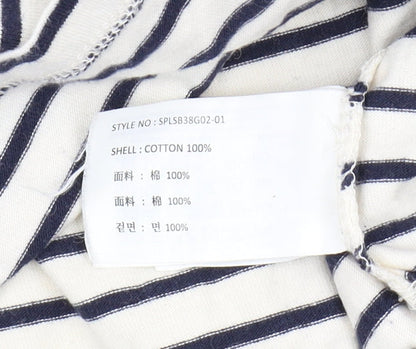 Trensic SPAO Women's White Striped Long Sleeve T-Shirt