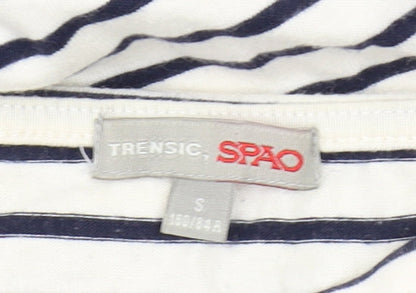 Trensic SPAO Women's White Striped Long Sleeve T-Shirt