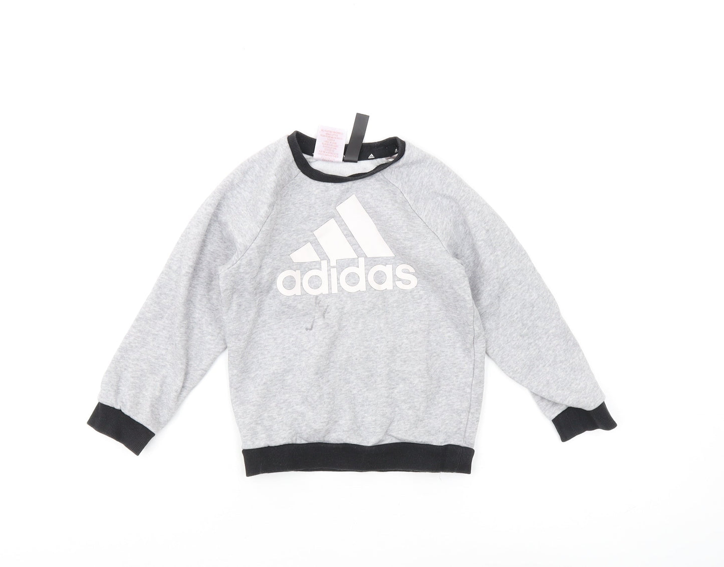 Adidas Boys Grey Pullover Sweatshirt 3-4 Years - Logo Accent