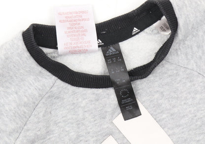 Adidas Boys Grey Pullover Sweatshirt 3-4 Years - Logo Accent