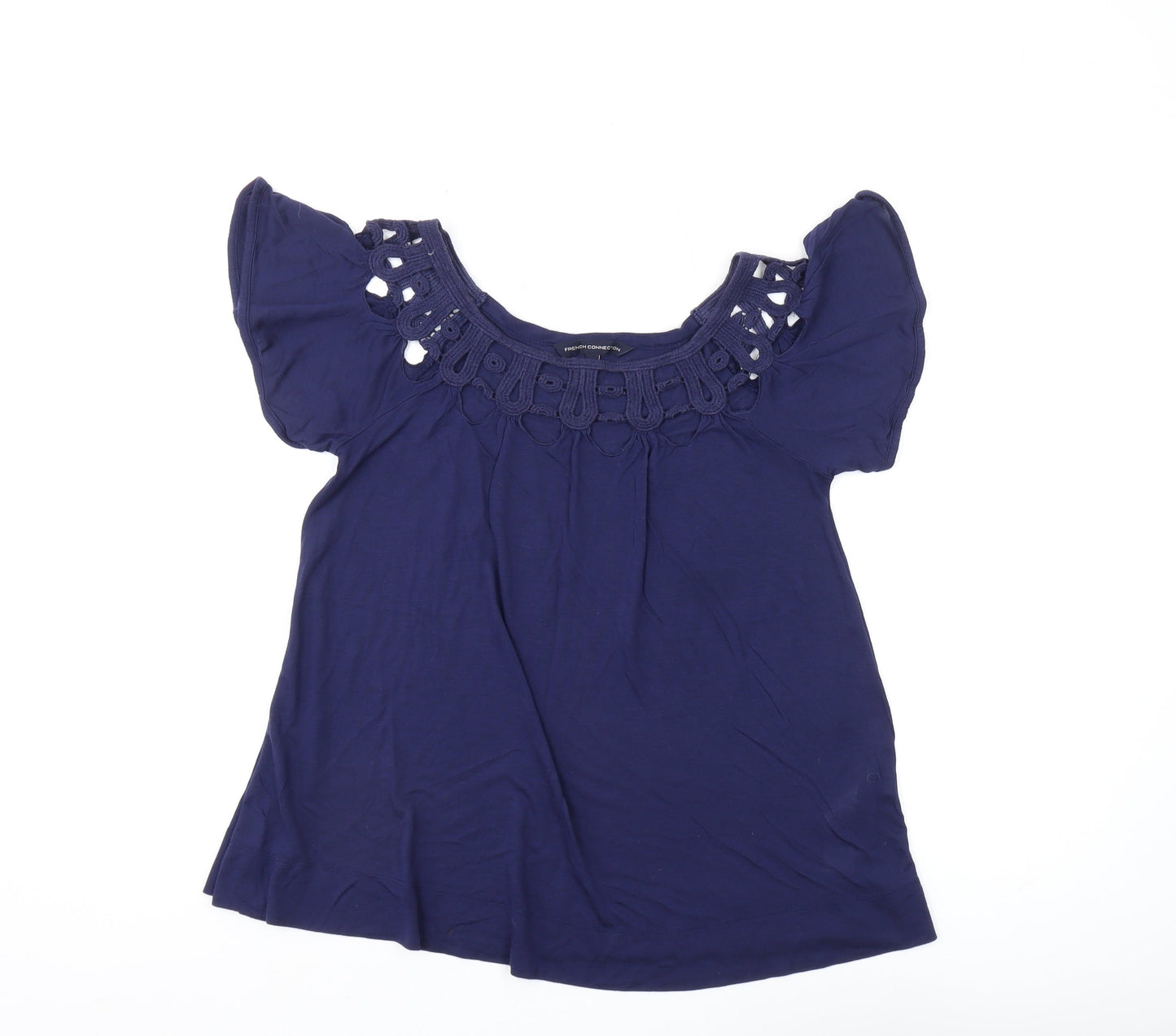 French Connection Women's Blue Crochet Tunic Blouse XS