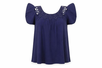 French Connection Women's Blue Crochet Tunic Blouse XS