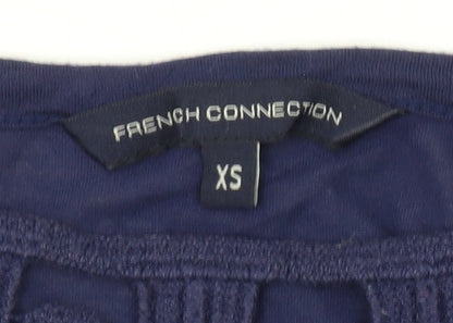 French Connection Women's Blue Crochet Tunic Blouse XS