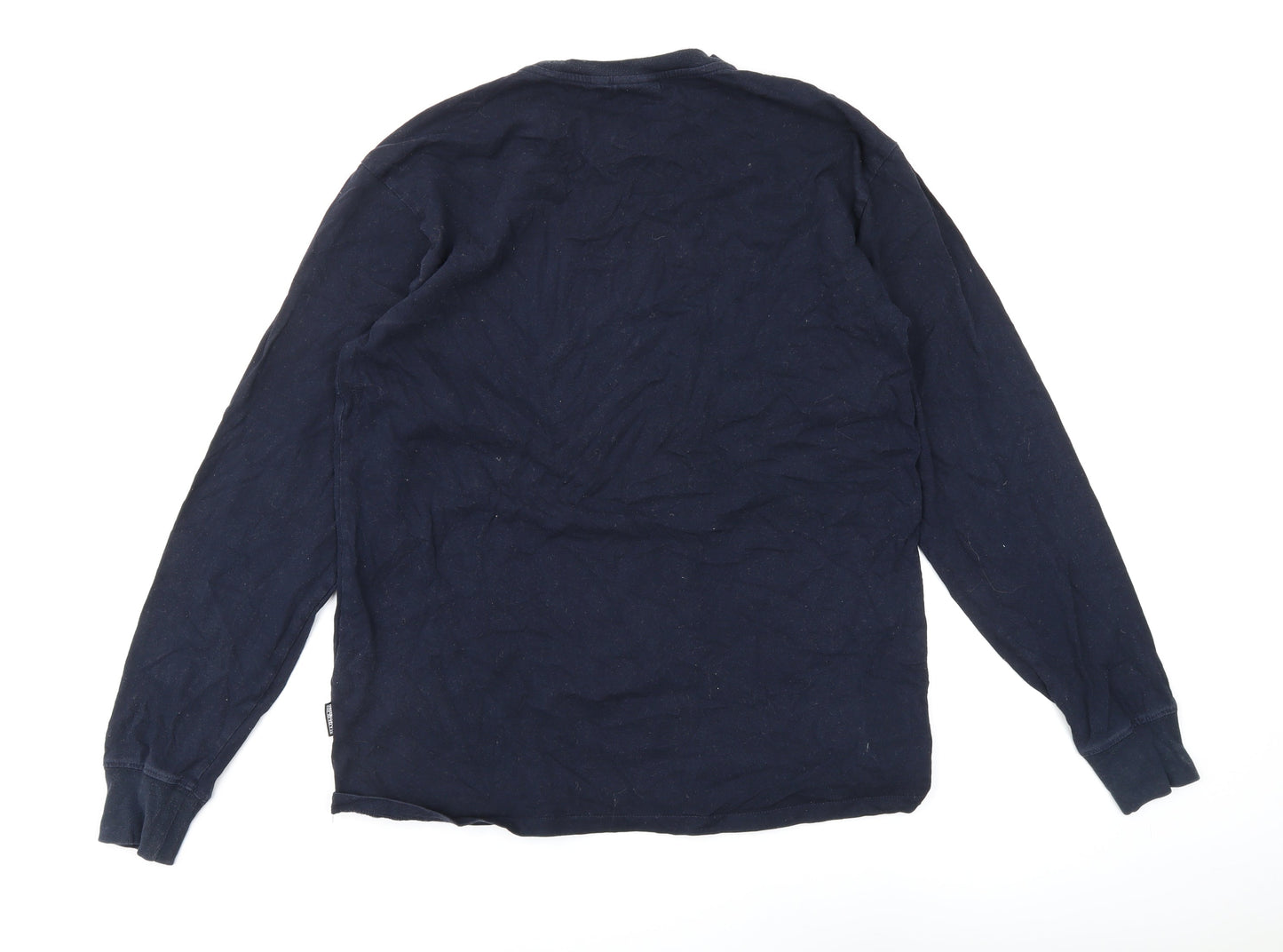 Napapijri Men's Blue Long Sleeve T-Shirt, Size S, Logo Accent