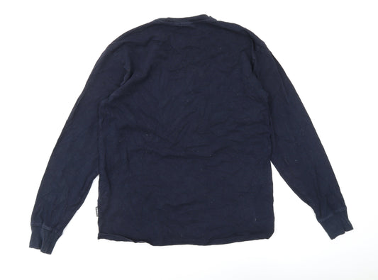 Napapijri Men's Blue Long Sleeve T-Shirt, Size S, Logo Accent