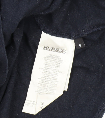 Napapijri Men's Blue Long Sleeve T-Shirt, Size S, Logo Accent