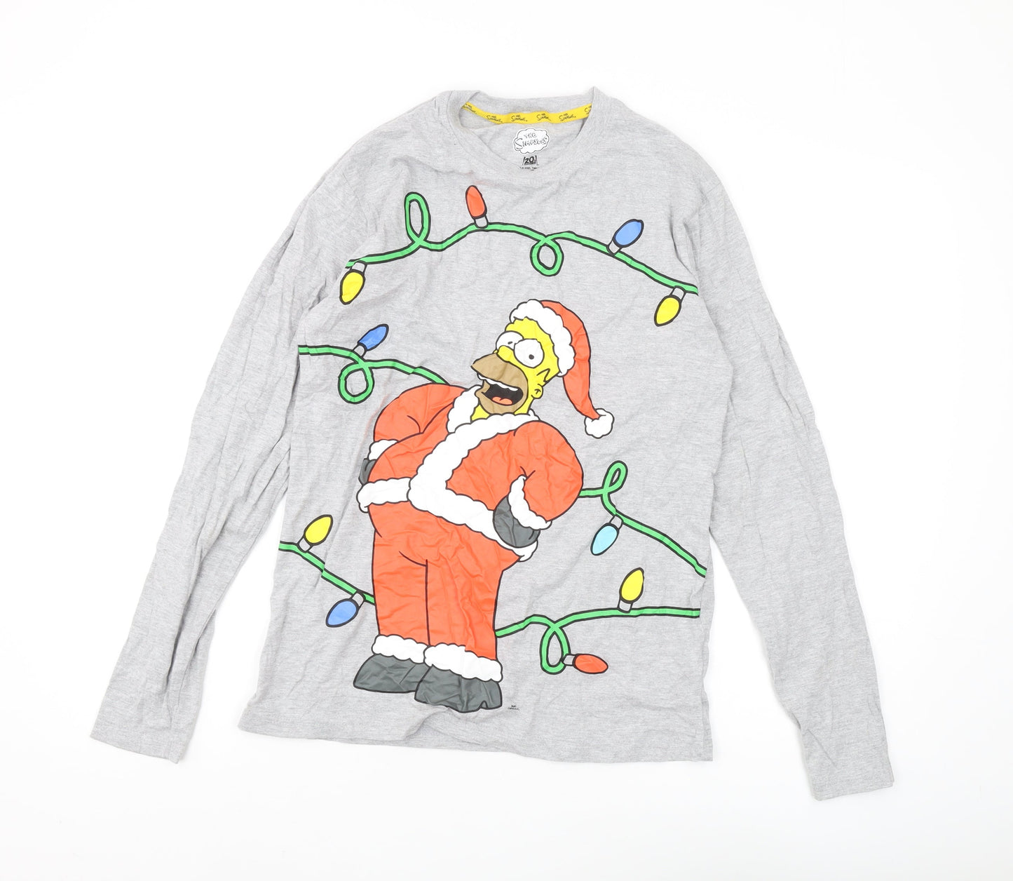 The Simpsons Men's Xmas Grey Long Sleeve T-Shirt, Size XS