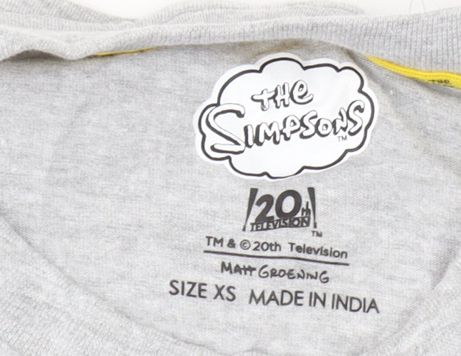 The Simpsons Men's Xmas Grey Long Sleeve T-Shirt, Size XS