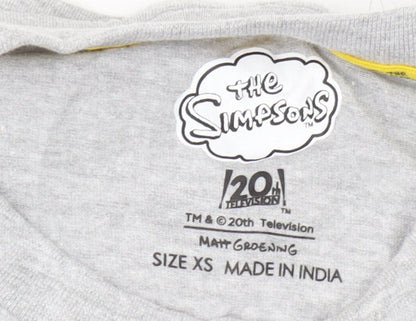 The Simpsons Men's Xmas Grey Long Sleeve T-Shirt, Size XS