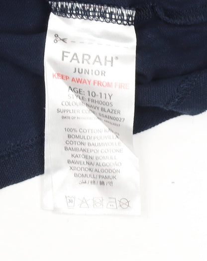 Farah Boys Blue Polo Shirt 10-11 Years Short Sleeve Collared