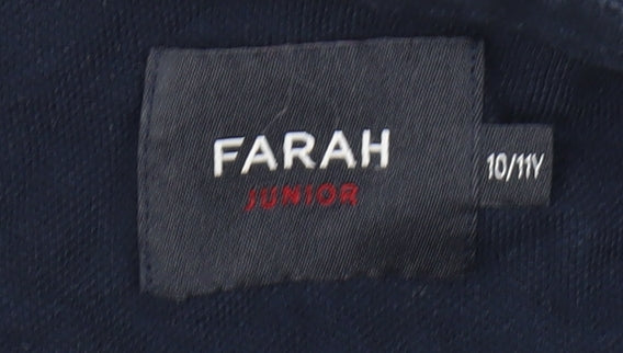 Farah Boys Blue Polo Shirt 10-11 Years Short Sleeve Collared