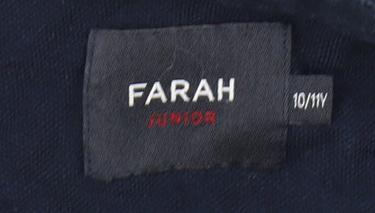 Farah Boys Blue Polo Shirt 10-11 Years Short Sleeve Collared