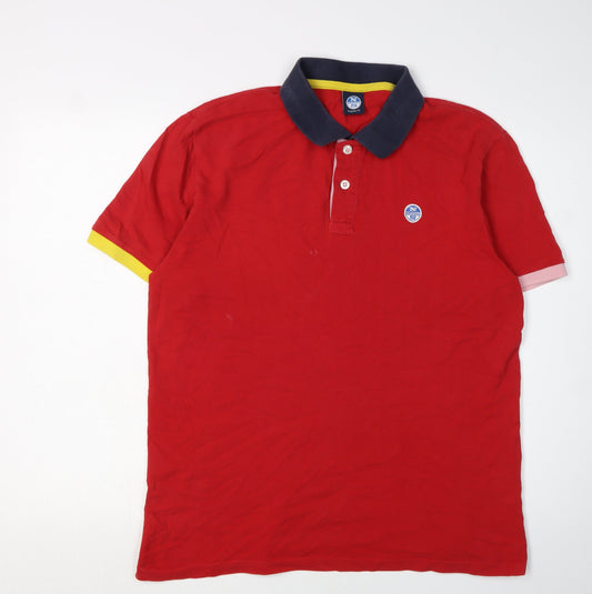 North Sails Men's Red Polo Shirt L Cotton Regular Fit