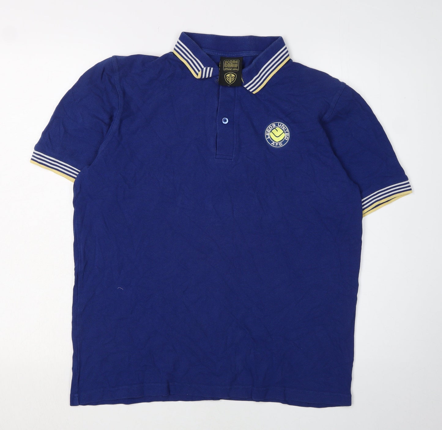 Score Draw Men's Blue Retro Polo L Short Sleeve