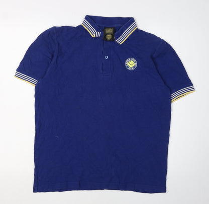 Score Draw Men's Blue Retro Polo L Short Sleeve
