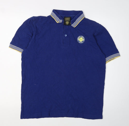 Score Draw Men's Blue Retro Polo L Short Sleeve