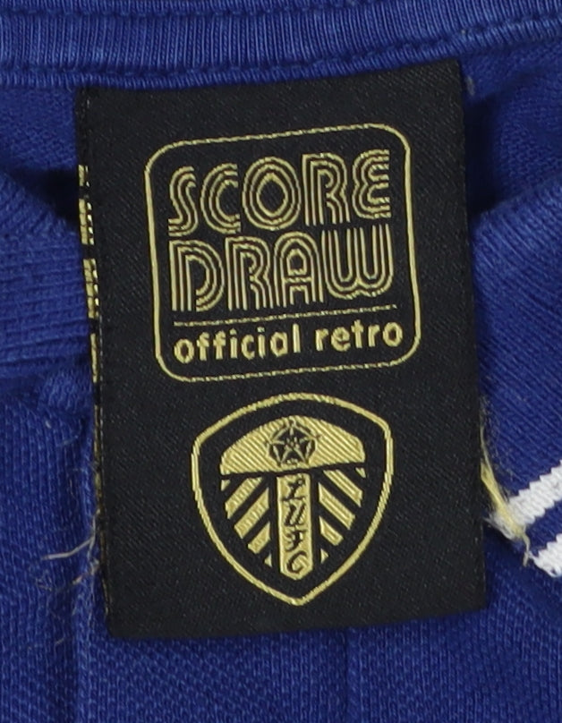 Score Draw Men's Blue Retro Polo L Short Sleeve