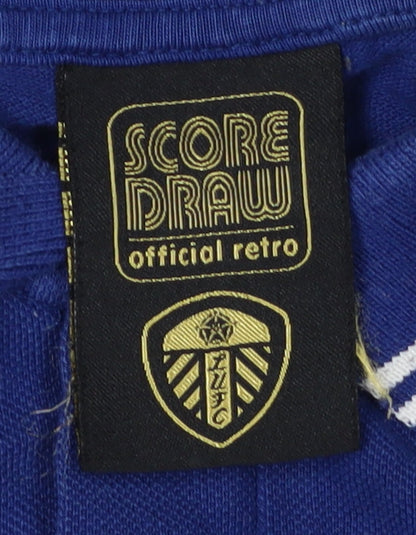 Score Draw Men's Blue Retro Polo L Short Sleeve