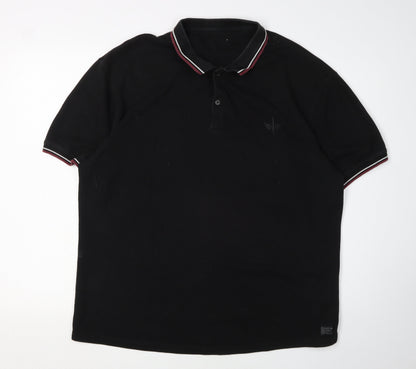 Firetrap Men's Black Polo 4XL Collared Short Sleeve