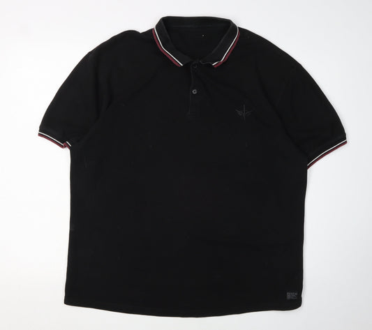 Firetrap Men's Black Polo 4XL Collared Short Sleeve