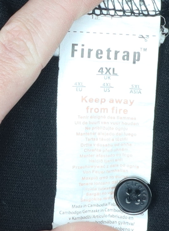 Firetrap Men's Black Polo 4XL Collared Short Sleeve