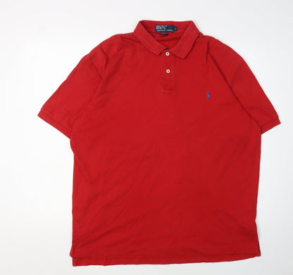 Ralph Lauren Men's Red Cotton Polo L Short Sleeve