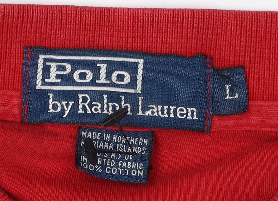 Ralph Lauren Men's Red Cotton Polo L Short Sleeve