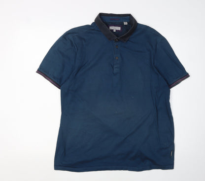 Ted Baker Men's Blue Polo Shirt Size L Short Sleeve