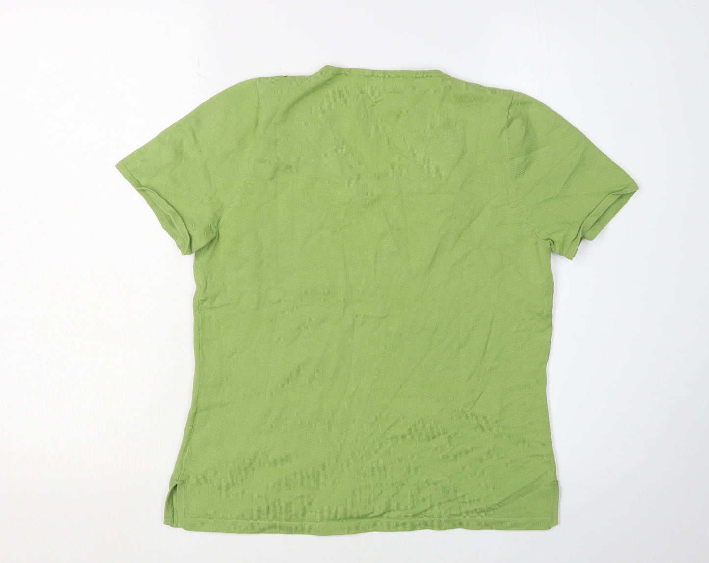 Vanity Fair Women’s Green Beaded V-Neck T-Shirt M