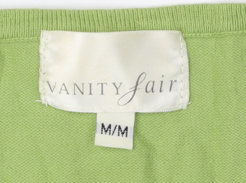 Vanity Fair Women’s Green Beaded V-Neck T-Shirt M