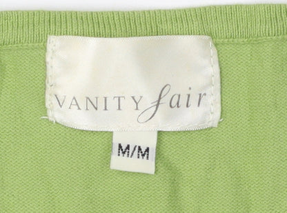 Vanity Fair Women’s Green Beaded V-Neck T-Shirt M