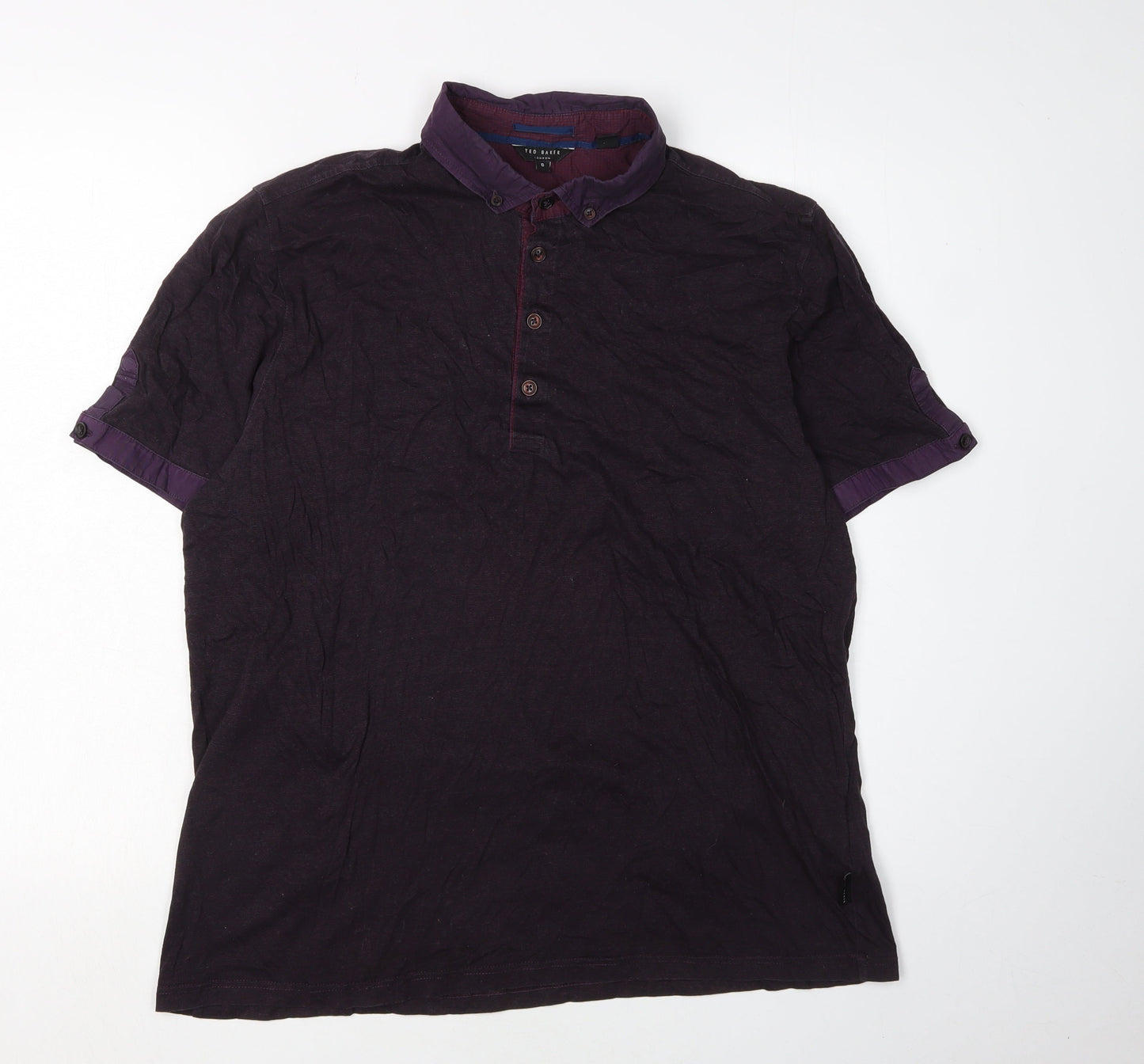Ted Baker Men's Purple Polo, Size 10, Short Sleeve
