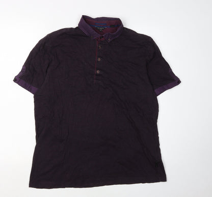 Ted Baker Men's Purple Polo, Size 10, Short Sleeve