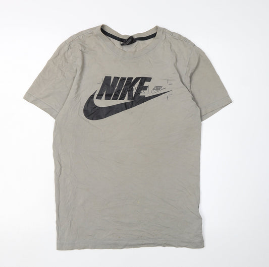 Nike Men's Grey Cotton T-Shirt, Small, Crew Neck