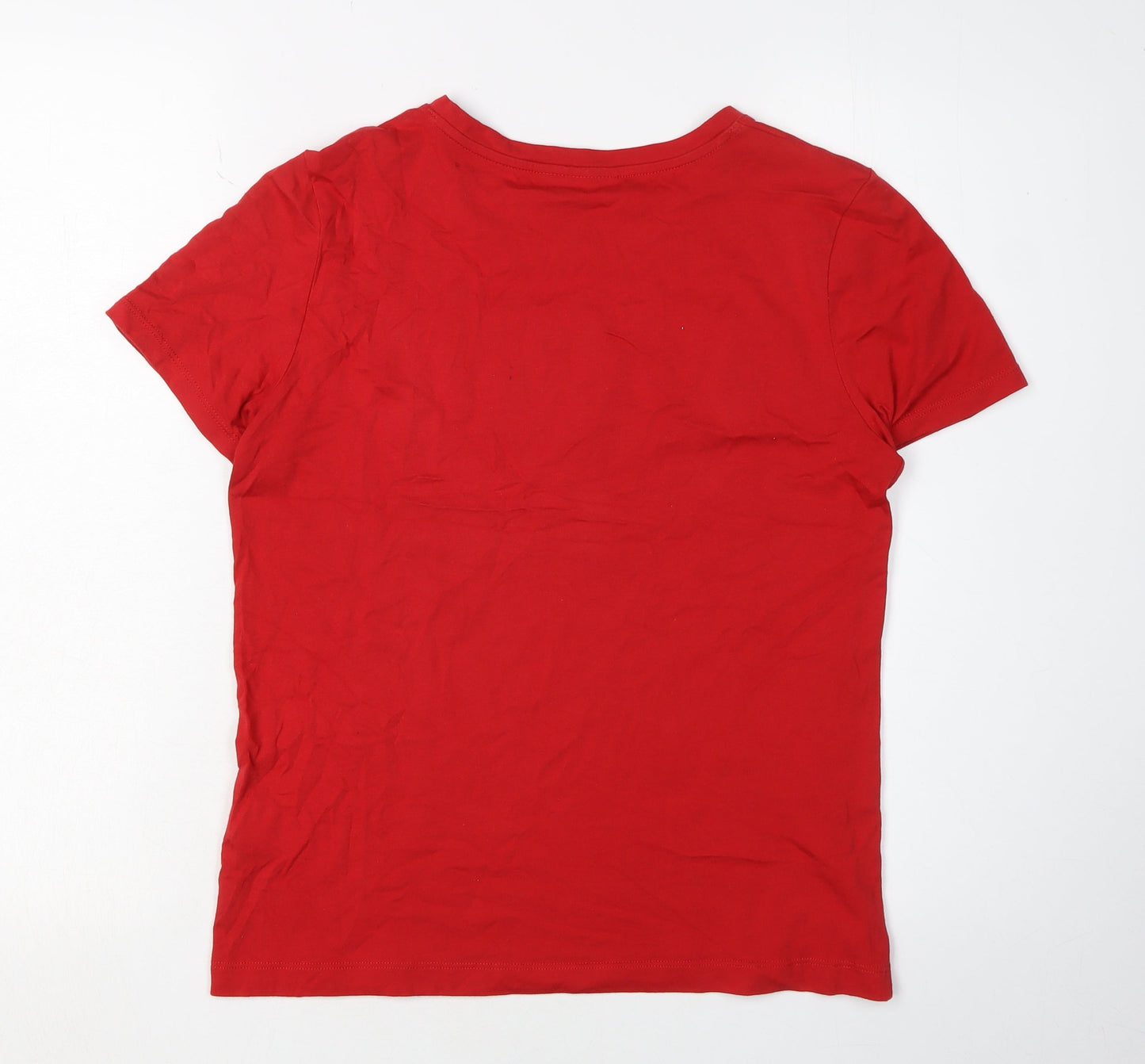 DKNY Women's Red Basic T-Shirt, Size S, Casual Crew Neck