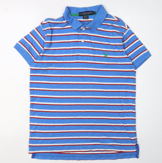 U.S. Polo Assn. Men's Blue Striped Slim Fit Polo S