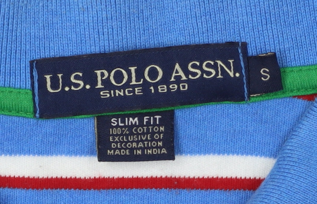 U.S. Polo Assn. Men's Blue Striped Slim Fit Polo S
